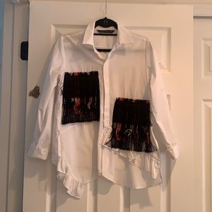 Zara white asymmetrical shirt. Oversized.